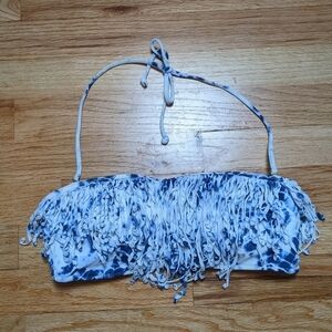 Victoria's Secret Bandeau Fringe‎ Bikini Top in Blue Tie Dye Size Medium